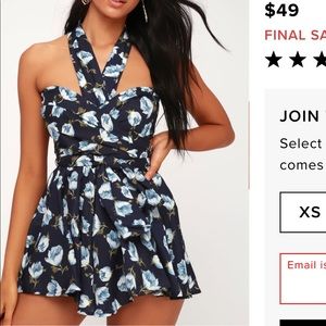 Elated energy blue floral convertible romper M